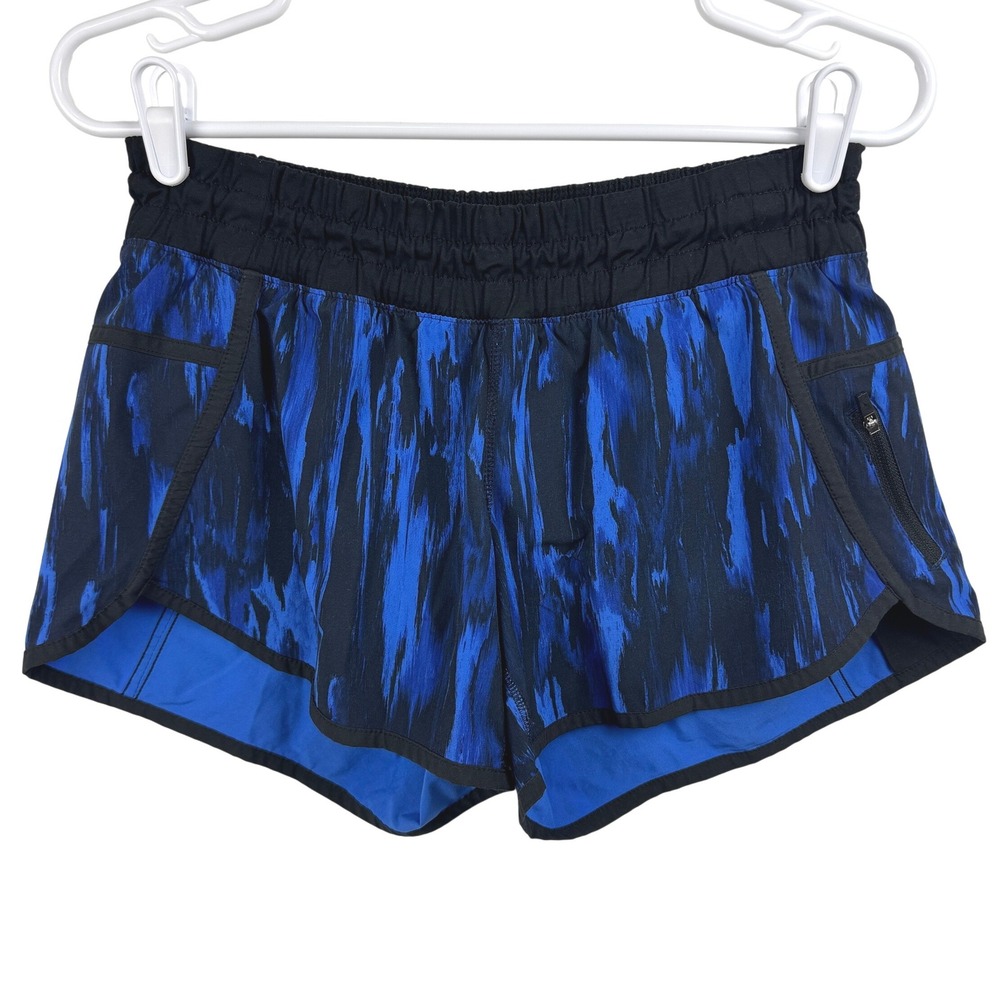 Lululemon Speed Up Shorts Women Size 6 Blue Black‎ Abstract Print Athletic